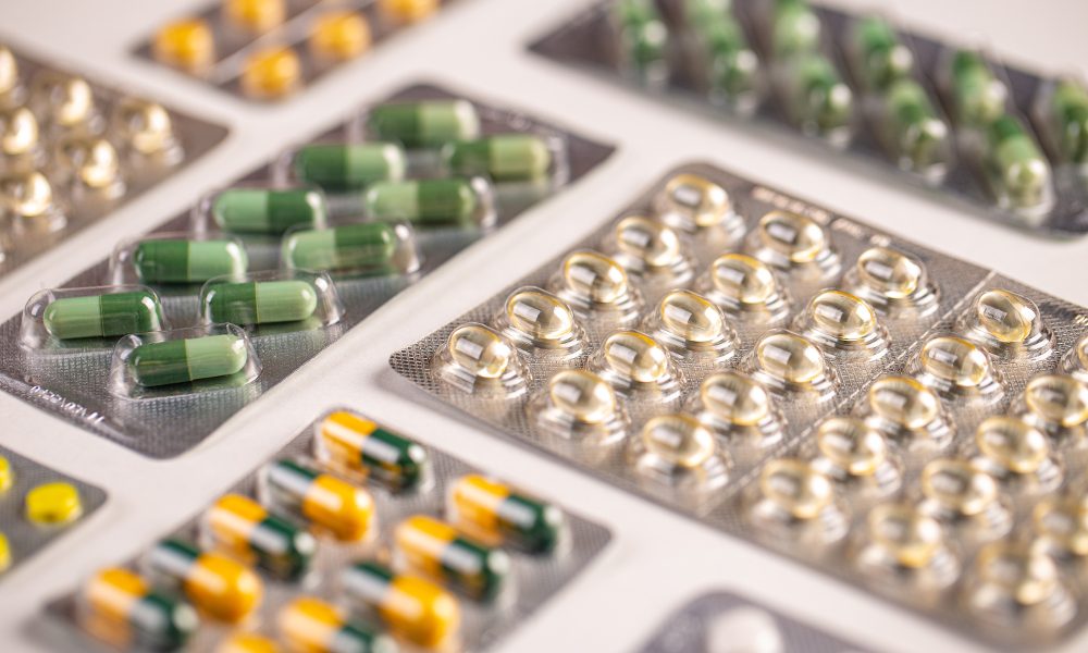 Supplements and pills blister packs. Pack of pills